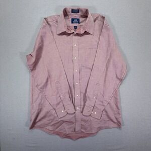 Stafford Dress Shirt Mens 17 34/35 Pink Wrinkle Free Long Sleeve Button
